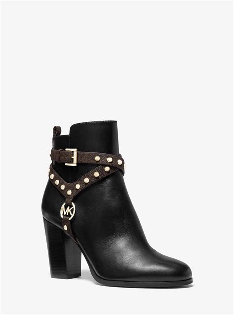 michael kors preston booties|Preston Studded Leather Ankle Boot .